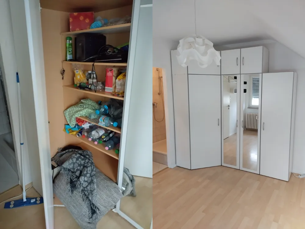 Vorher / Nachher: Schrank entrümpelt und gereinigt